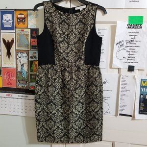 Ann Taylor LOFT dress 2 Colorblocked Jacquard Sleeveless jewel neck evening